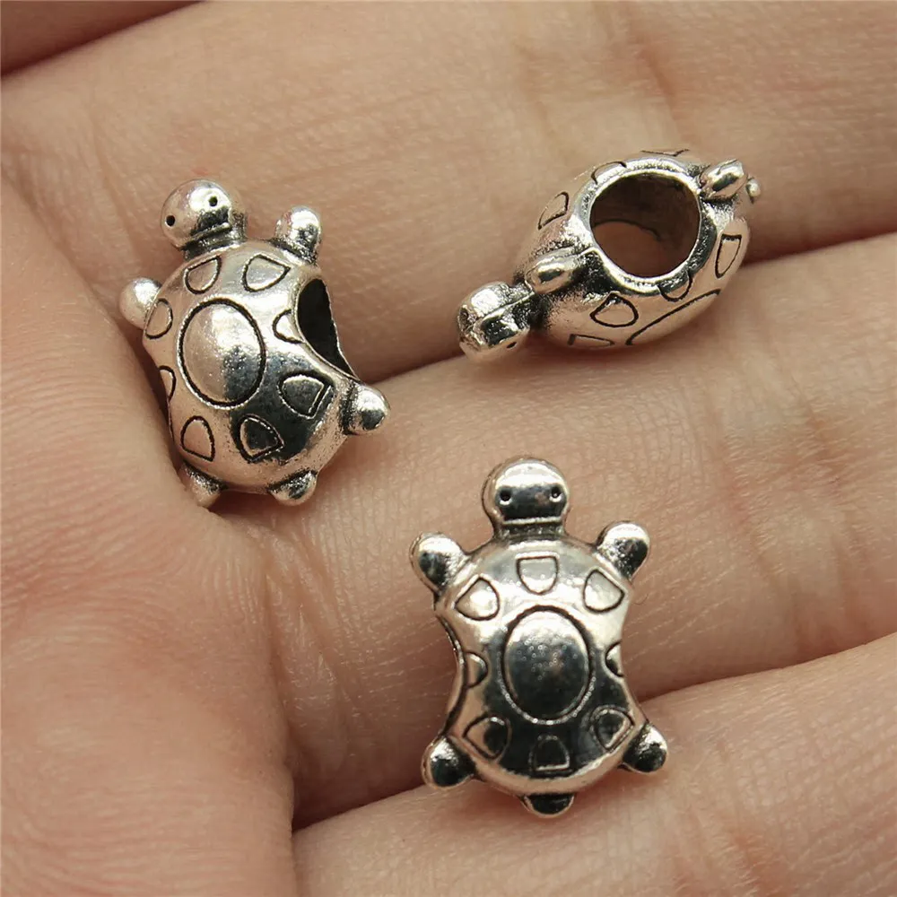 Men Accessories Turtle European Big Hole Beads Jewellery Making Supplies 14x9x7mm 5pcs