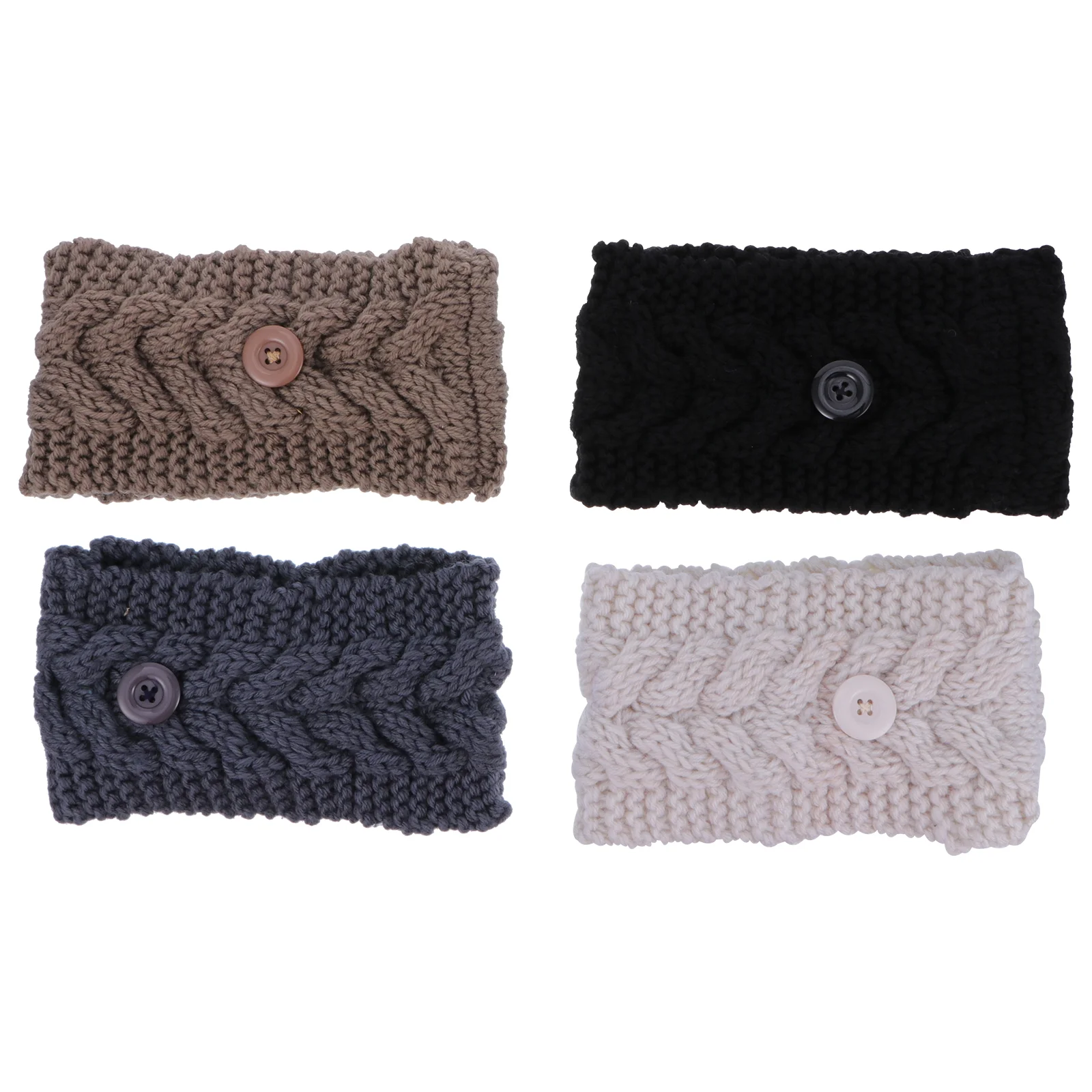 

4 Pcs Crochet Turban Headband Button Wool Ear Protection Holder Women's Cloth Fleece Headbands for