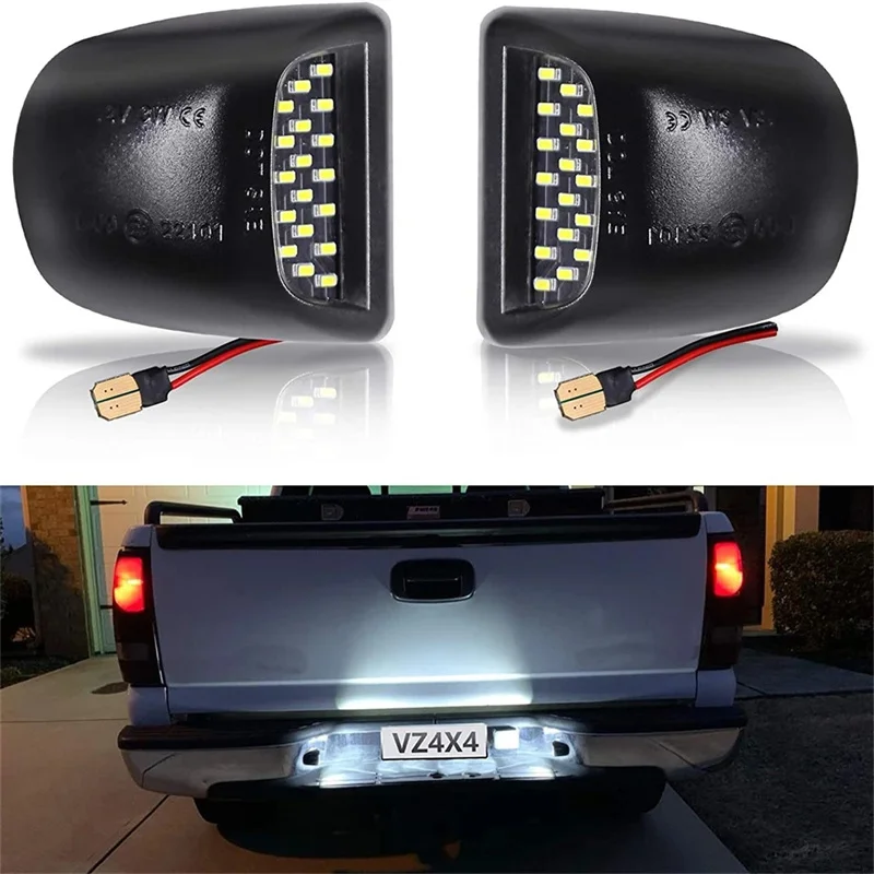 2pcs 18 LED Car License Plate Light 12V 6000K White For Chevrolet Silverado GMC Sierra 1500 2500 3500 Truck License Number Lamp
