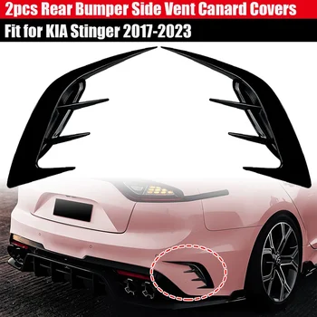 1set in 2pc ABS Glanz Schwarz/Carbon Faser Stil Hinten Stoßstange Seite Vent C Canard Abdeckungen Trim dekoration Für KIA Stinger 2017-2023