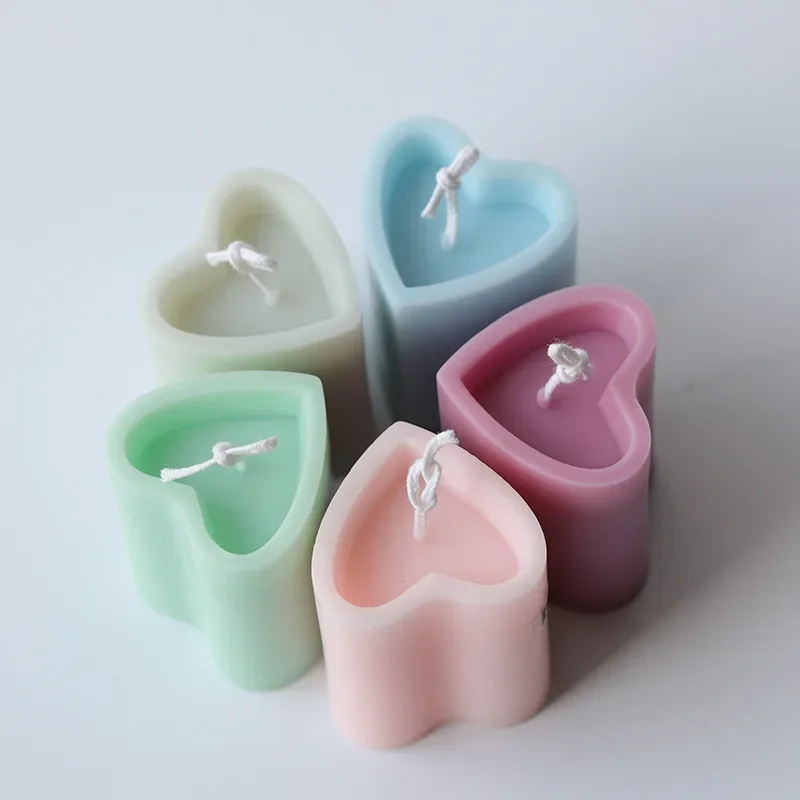 Molde de plástico transparente para aromaterapia, moldes de acrílico para fabricación de velas, cera no pegajosa para regalos de boda, corazón de