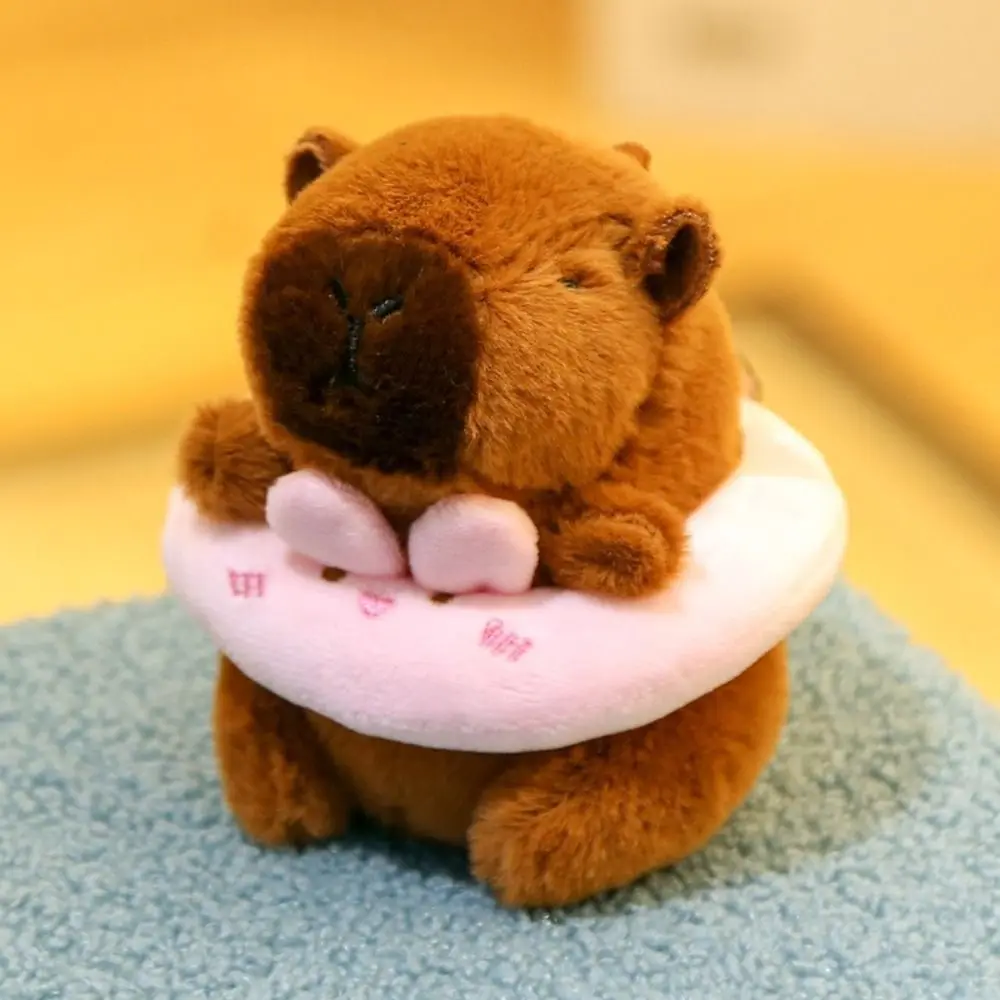 Cartoon Capybara Plush Capybara Keychain Guinea Pig Soft Fluffty Animal Doll Stuffed Animals Headgear Capybara Doll