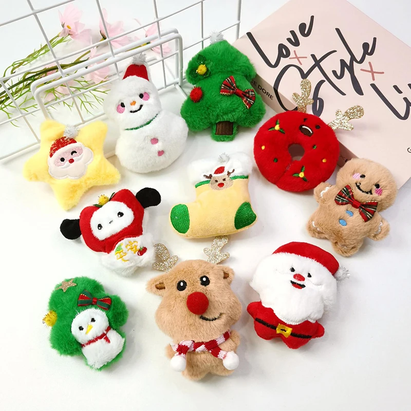 Cute Cartoon Plush Christmas Brooch For Women Girl Clothes Badge Pins Backpacks Decoration Accessories Gifts