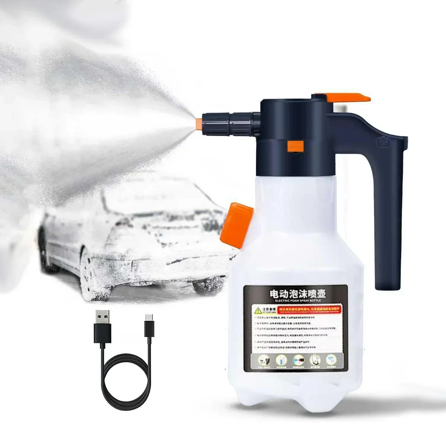 2L Powerful Electric Foam Sprayer Car Wash Snow Foam Spray Bottle Rechargeable Auto Wash Sprayer Can Car Accessories
