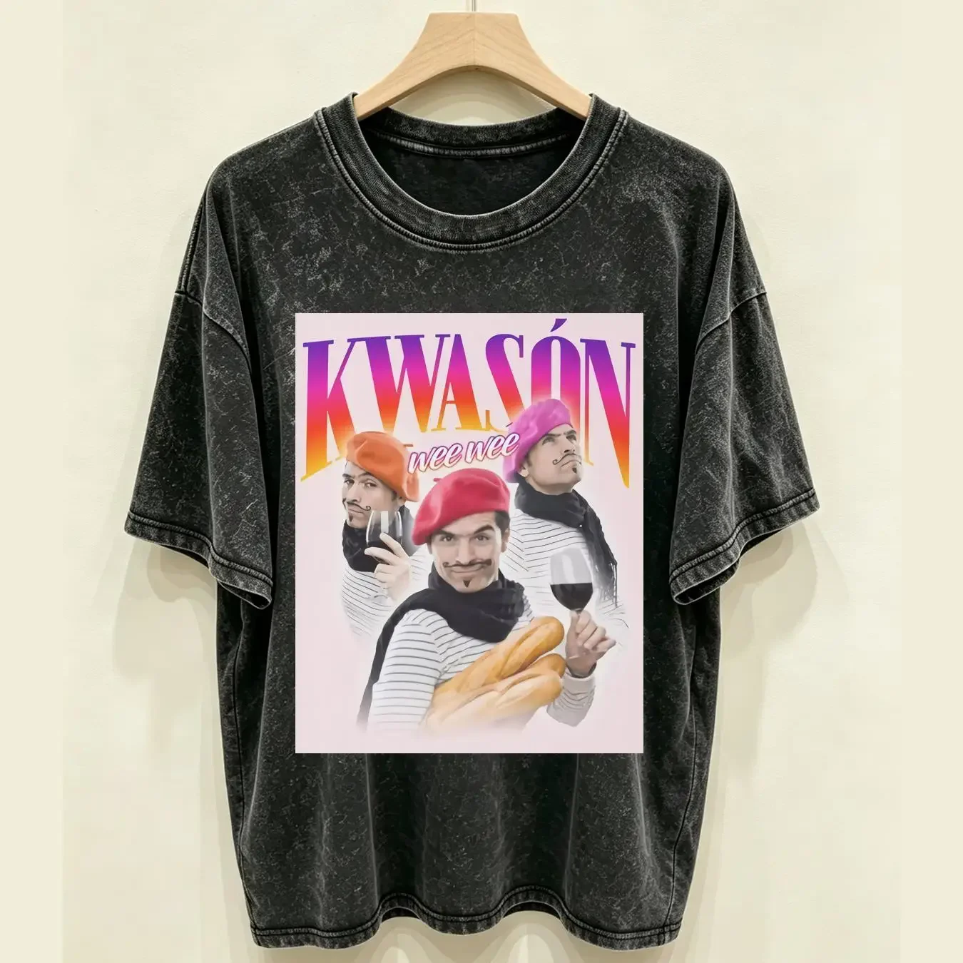 washed T Shirt Best New Kwason Croissant The Most French Design Premium Size S 2XL vintage Washed graphic Comfortable Unisex