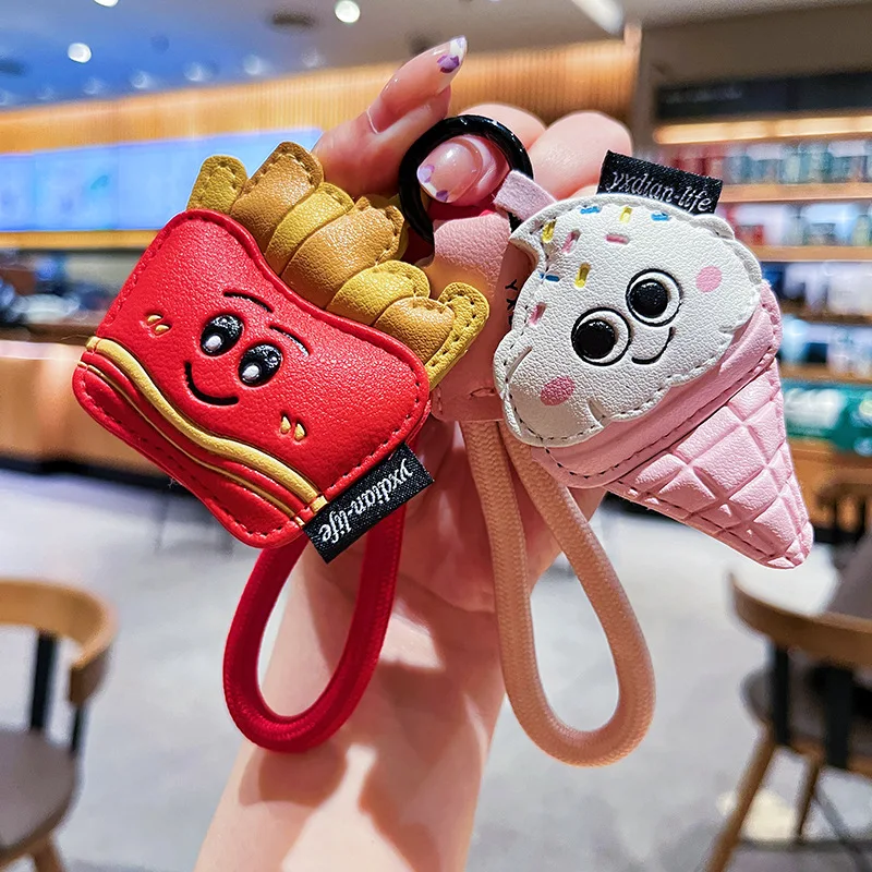 Unisex Bag Pendants New Creative Fashionable Cute Kawaii Bag Multifunctional Keychains Cartoon Snack Design Accessories Leather