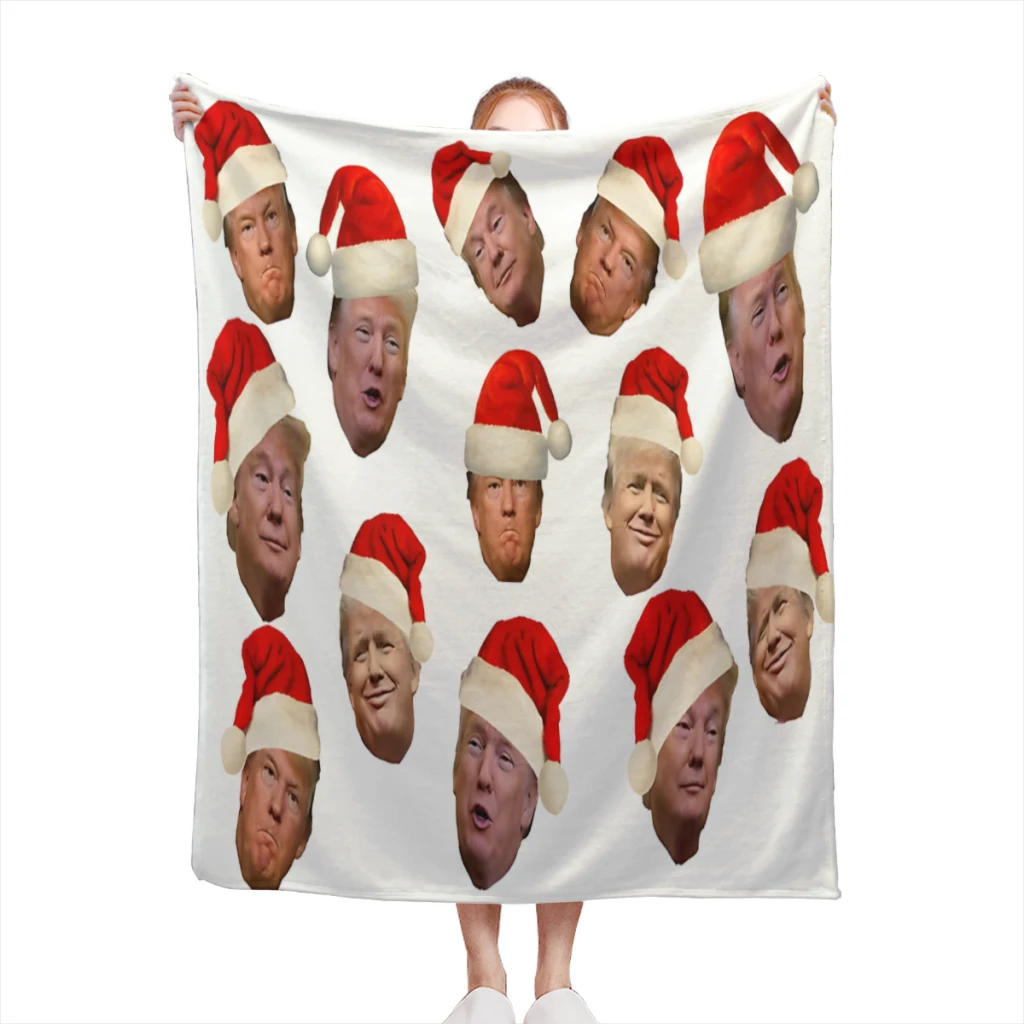 

Trump Christmas Medium Blanket Soft comforter sets throw for Couch Warm Flannel Blankets Bedroom Décor