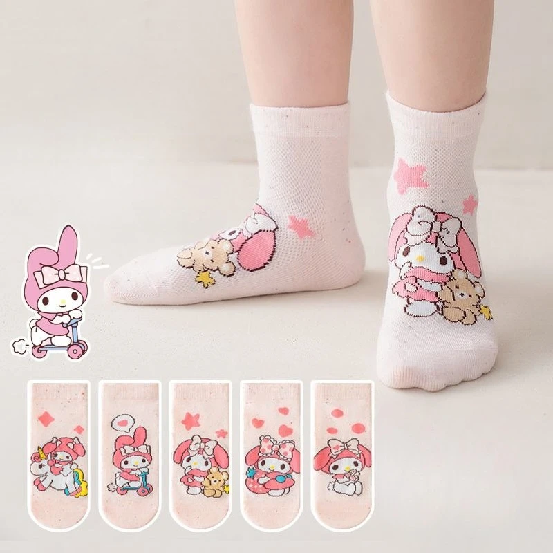 

5Pcs Kawaii My Melody Sanrio Children Lovely Stockings Student Summer Comfortable Socks Birthday Present for Girls