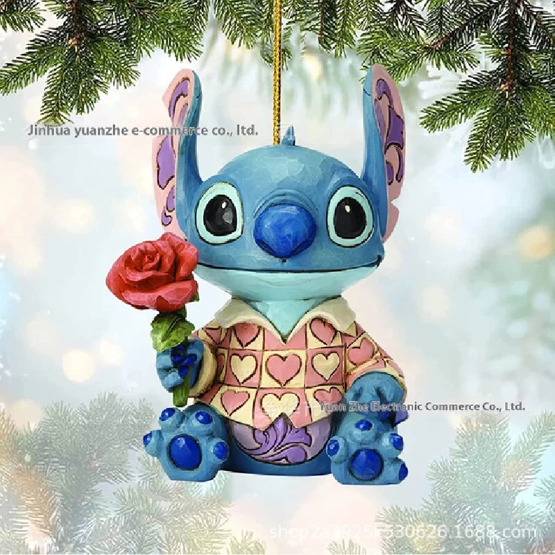 1/18PCS New Disney Lilo&Stitch Christmas Ornaments Cartoon Acrylic Plane Christmas Tree Decoration Pendants Home Decor Gifts