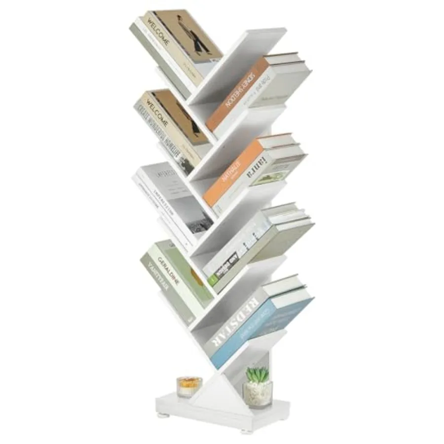 

Tree Bookshelf, Retro Floor Standing Bookcase Display for CDs/Magazine/Books, Small Bookshelf for Bedroom, Living Room, Office,