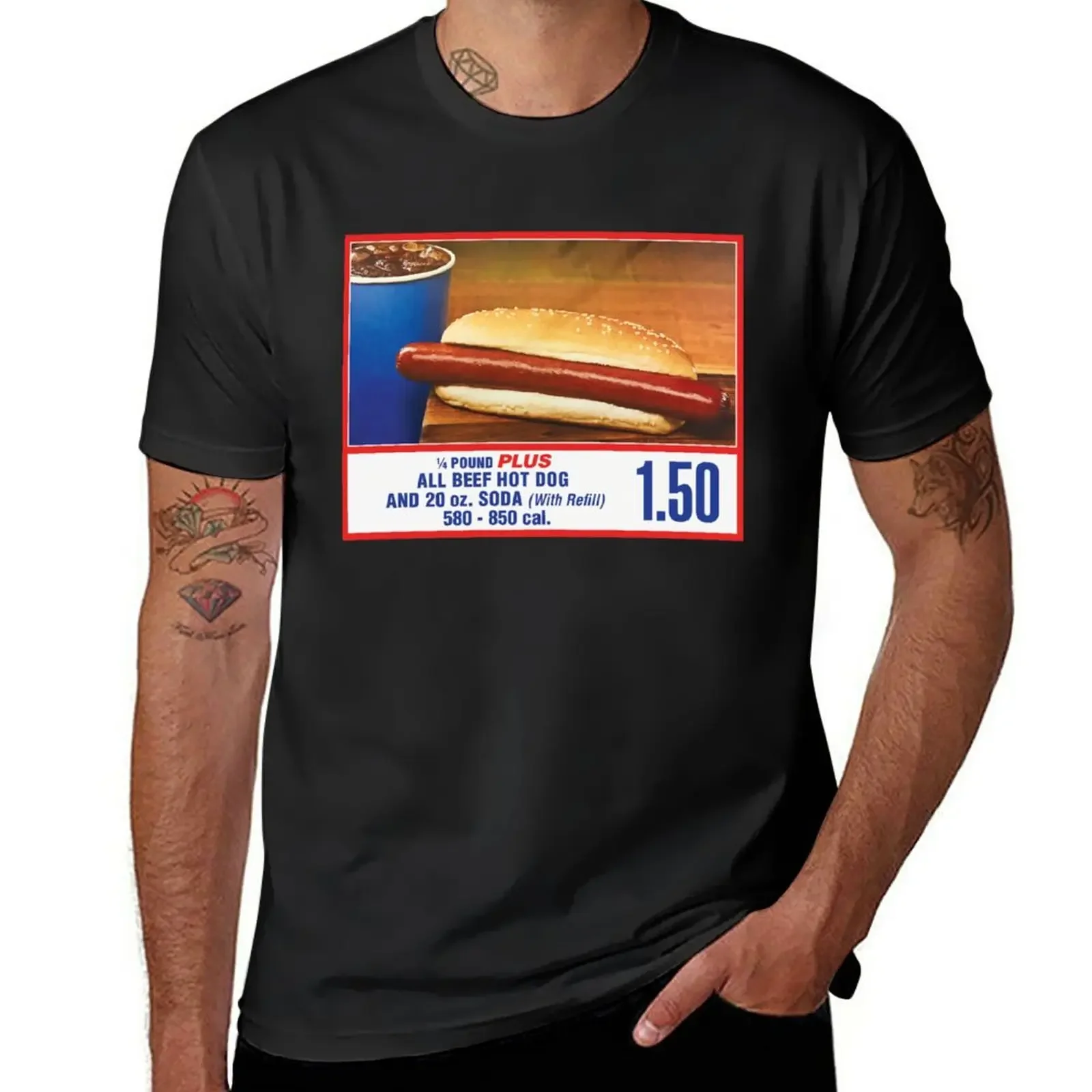 oversized t shirt plain t-shirt man clothes mens cotton t shirts New COSTCO FOOD COURT HOT DOG COMBO T-Shirt heavyweight 2024