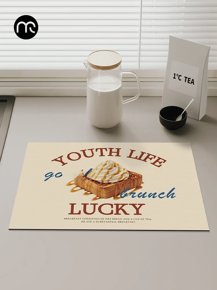 

Muanai Kitchen Drain Mat Cartoon Absorbent Bar Counter Dining Utensils Faucet Washing Basin Pad Kitchen Home Textile