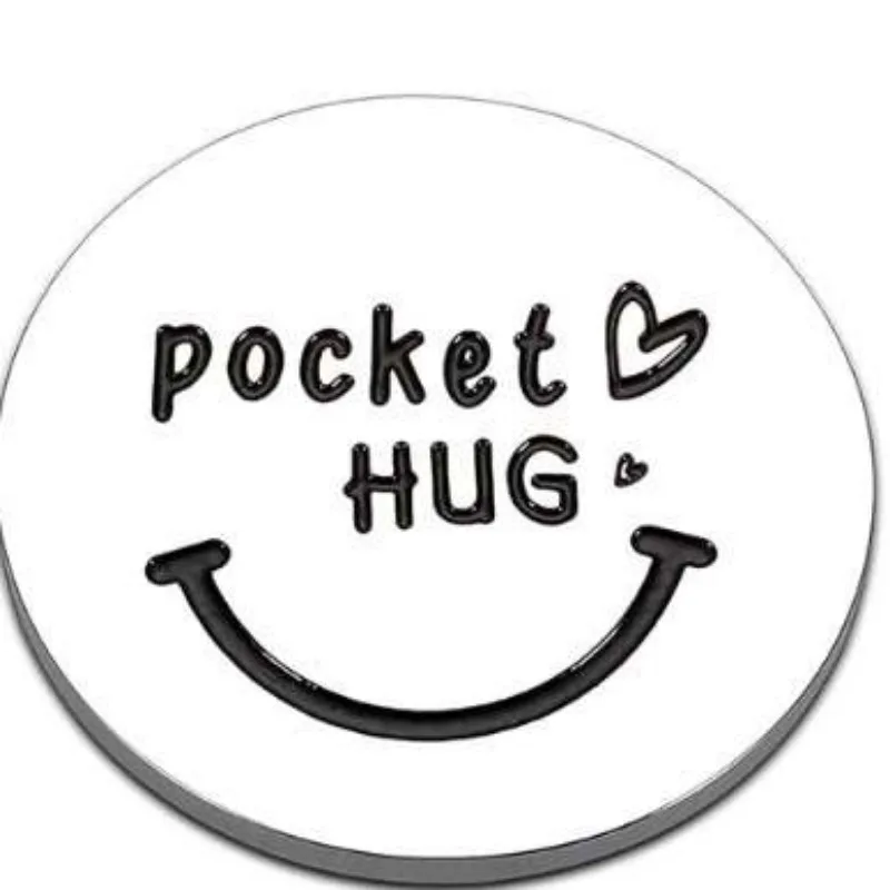 1PC Pocket Hug Token inspirational Stainless Steel Double Sided Keychain