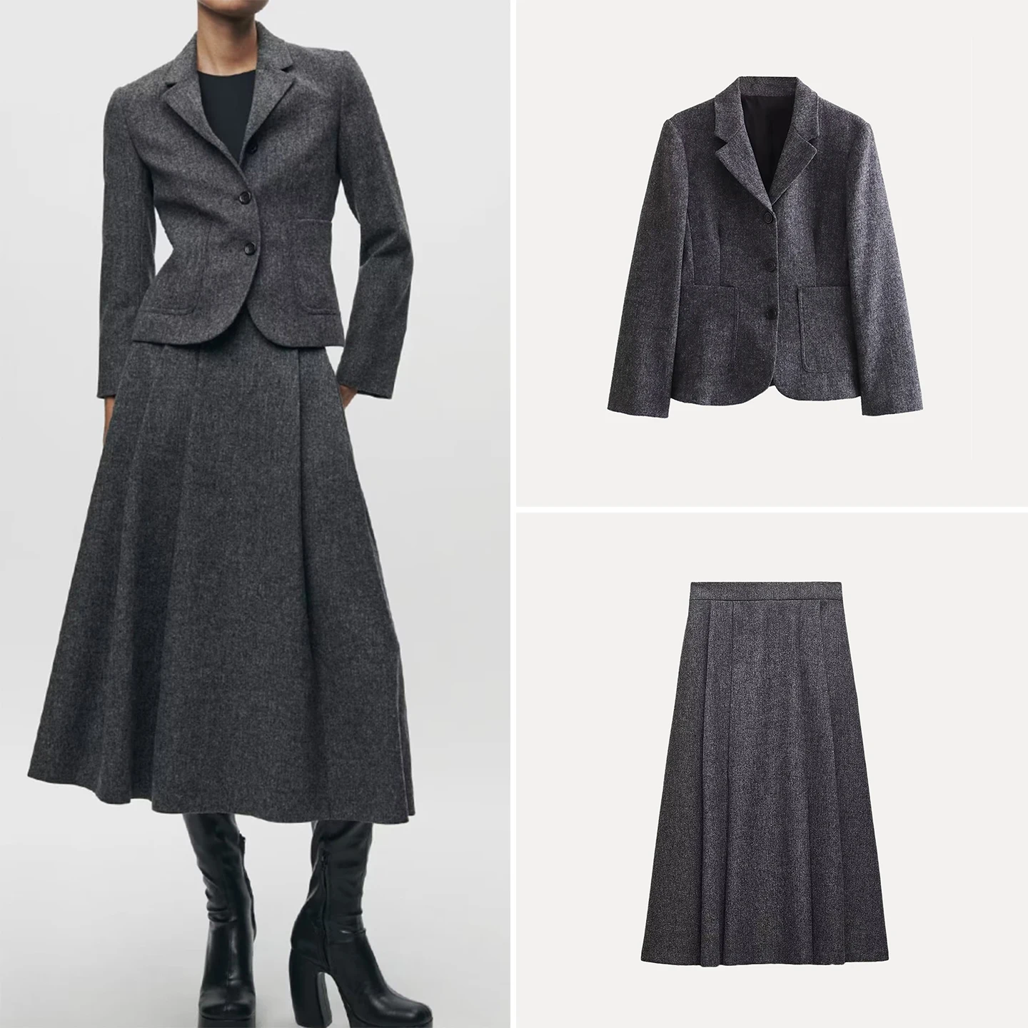 

Восстанавливаемый индивидуальный женский костюм, комплект с юбкой-миди из джата, осень 2023, брендовая длинная рабочая одежда цвета све