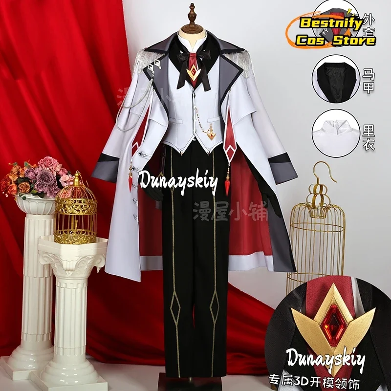 CosplayResplendent Feast Tartaglia コスプレアニメゲーム原神インパクト衣装ヴィンテージ紳士の男性スーツ衣装ウィッグ靴小道具