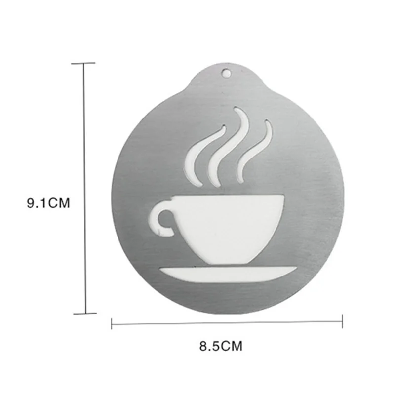 5pcs Stainless Steel Cafe Foam Template Barista Stencils Mold Coffee Art Needles Stainless Steel latte Needle Powder Sprinkle