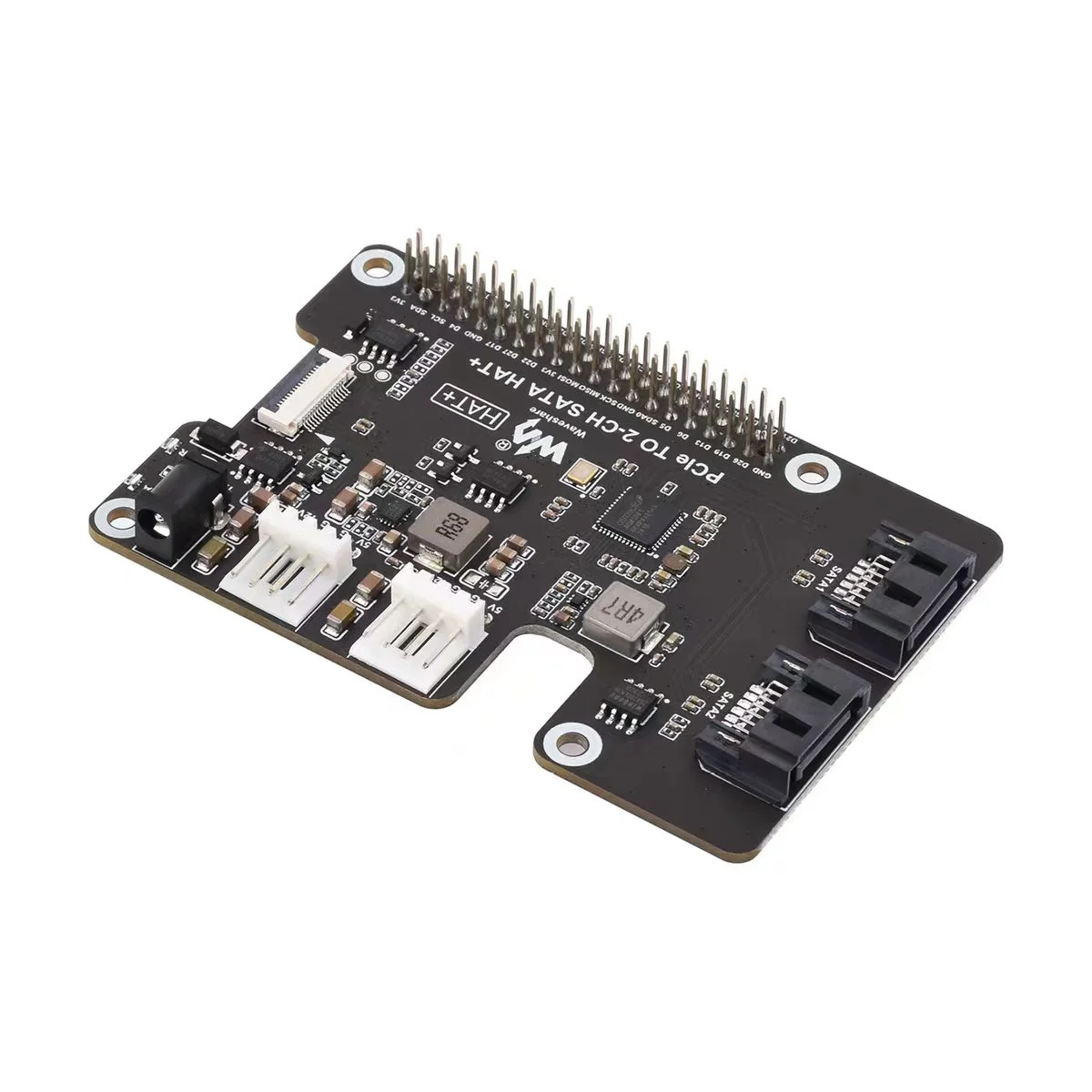 Micro Snow Raspberry Pi 5 PCIe to 2 SATA Expansion Board Solid State Drive Plug and Play No Driver Adapter Board