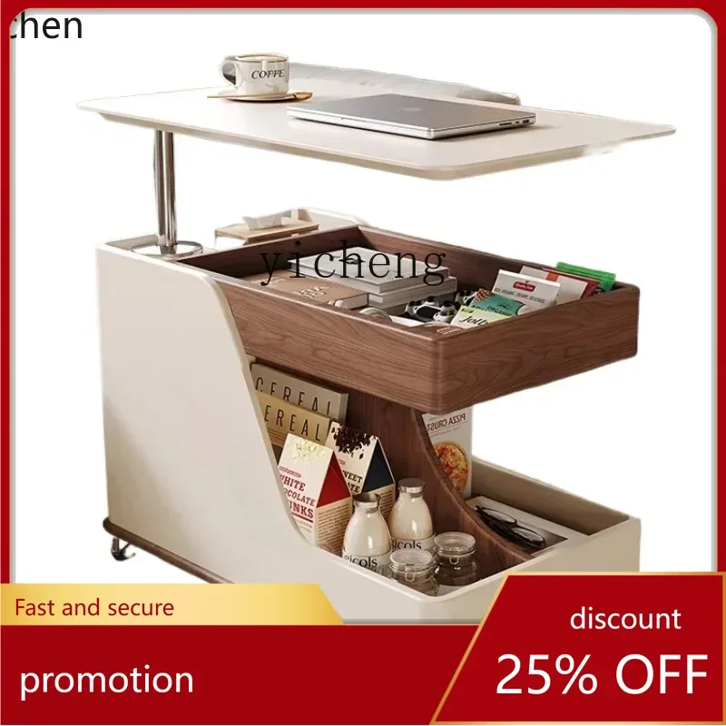 ZMLcoffee table sofa side table bedside side side cabinet creative small push table retro cart