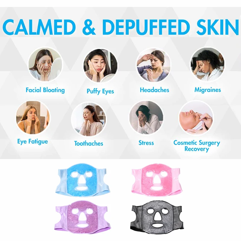 Cooling Gel Eye Mask สําหรับความหมองคล้ําบรรเทาอาการบวมและปวดศีรษะ Soothing Reusable Ice Face Mask Beauty Care
