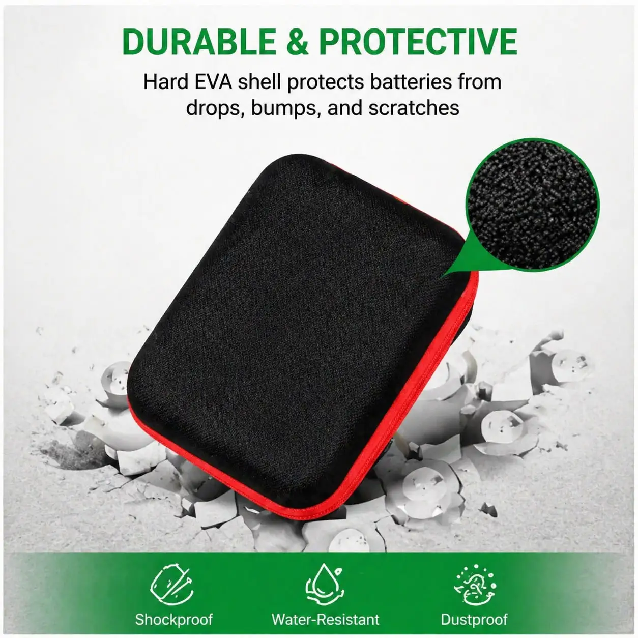 Battery Organizer Hard EVA Portable Storage Case Shockproof Waterproof Holds 44AA  AAA Batteries for Home, Travel & Electronic