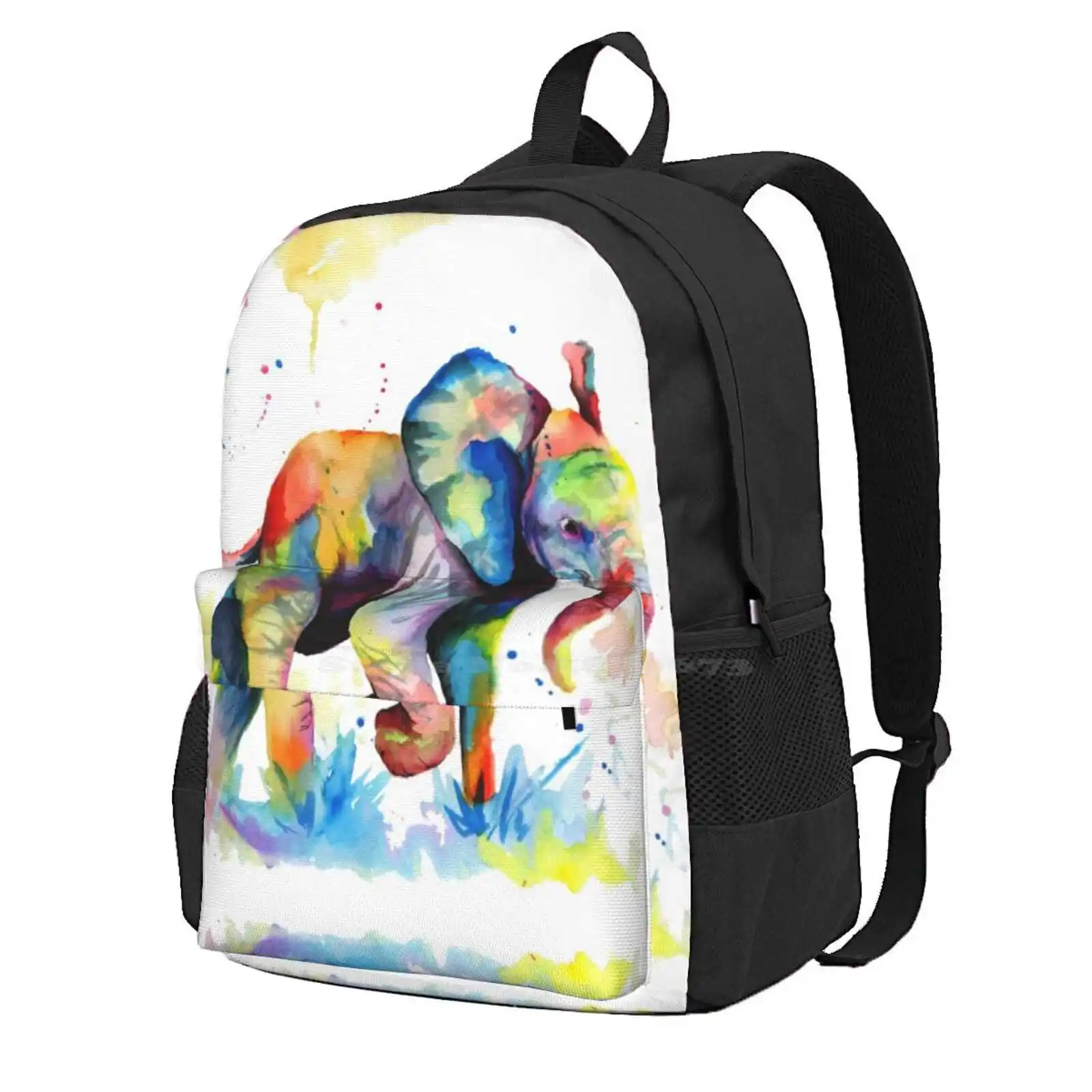 Multicolour Baby Elephant Hot Sale Schoolbag Backpack Fashion Bags Baby Elephant Colours Multicolor Multicolour Wildlife Art