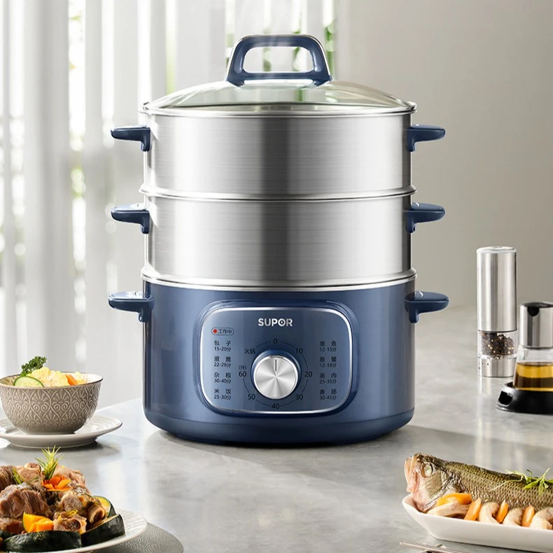 Multi Layer Electric Steamer Integrated Cooking Pot 3 Tier Household Food Steamer steam cooker