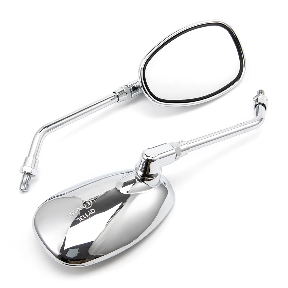 Universal 10mm Chrome Rearview Mirrors Motorcycle Motocross Scooter E-bike Racing Motorbike Side Mirror Rear View Accessories