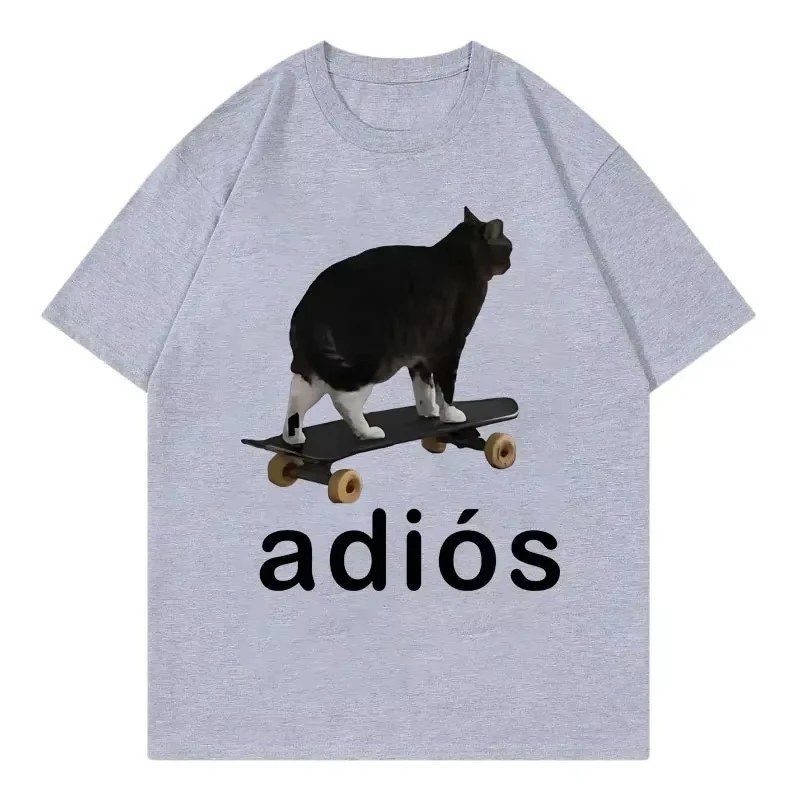 

Adios Funny Cat Meme Графические футболки High Street Fashion Trend Футболки с короткими рукавами Женская повседневная удобная футболка Женская одежда