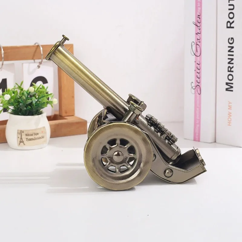 2026 New Metal Cannon Model Antique Decoration Door-Shaped Mortar Pure Hand Retro Iron Art Small Steel Office Desktop Ornament