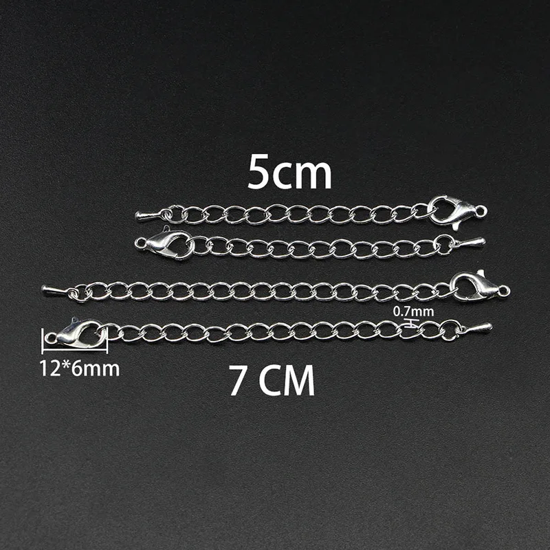 30 teile/los 5/7 cm Erweiterte Verlängerung Schwanz Kette Mit Karabiner Anschlüsse Für DIY Armbänder Halsketten Schmuck Machen material – Detail 2