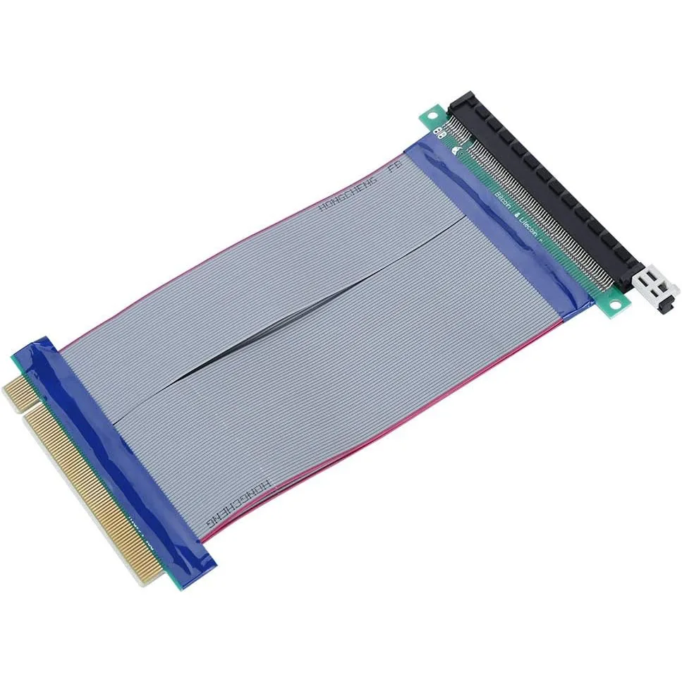 Cable de extensión PCI-E, extensor de tarjeta vertical PCI-E de 19CM Cable de extensión plano suave PCI-E 16X, diseño de impedancia de alta velocidad