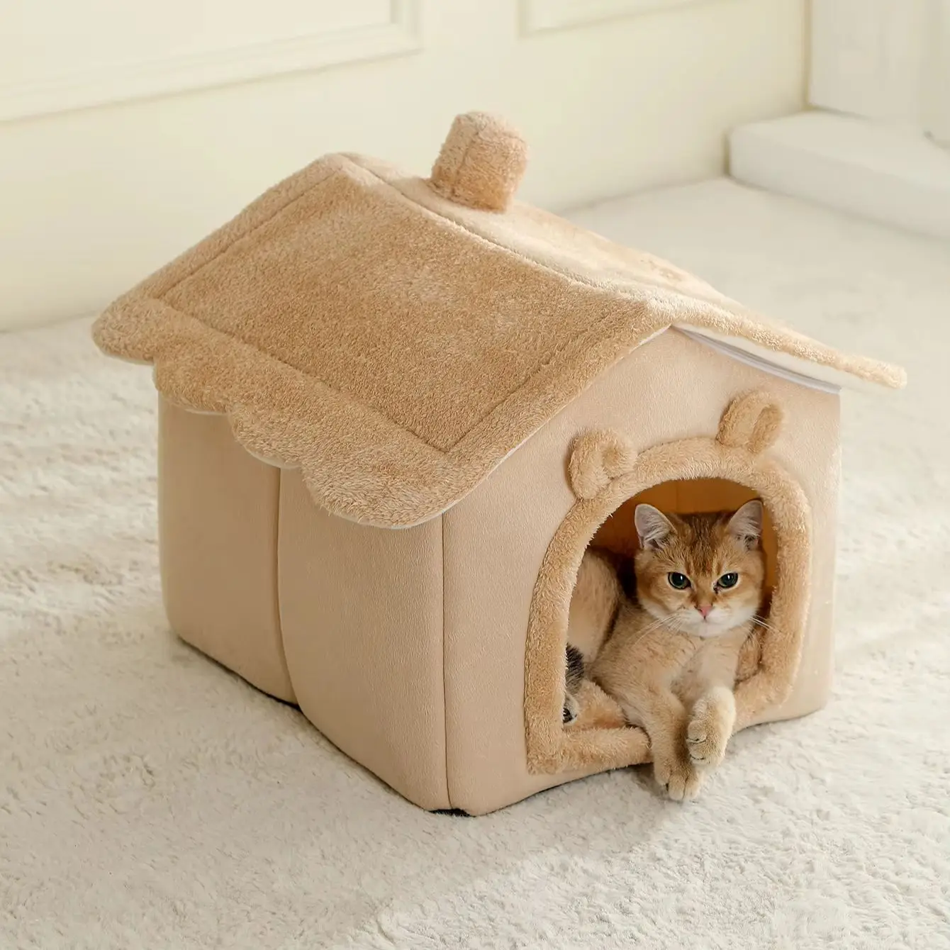 Foldable Washable Cat Bed Sofa Pet House Removable Cushion Cave Bed for Small Dogs Cats Soft Tent Cushion Suitable Four Season