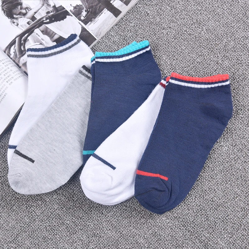 10 Pieces=5 Pairs/lot Men Socks Mesh Breathable Short Casual Socks Summer Cottonfashion Stripes Street Ankle Socks Set Meias