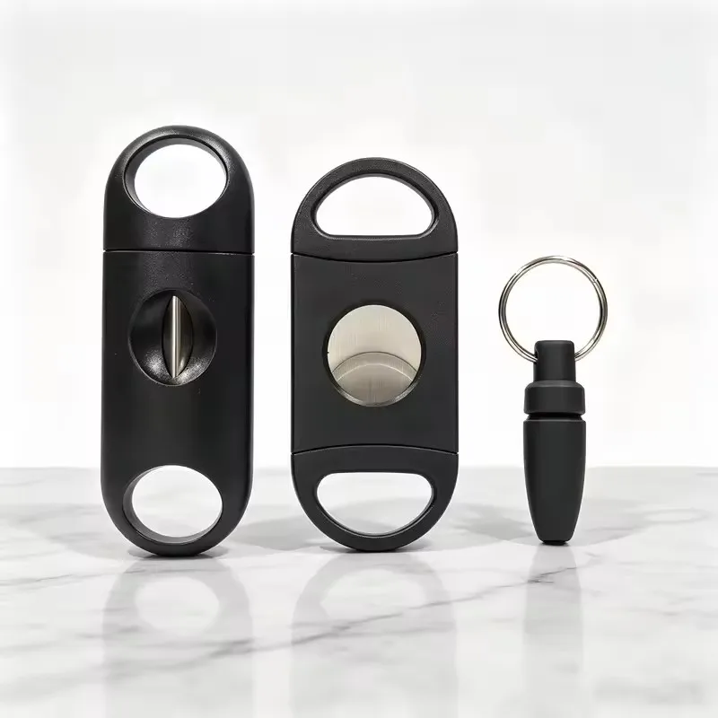 Cigar Cutter Set Three-Piece Cigar V Cutter Puncher Double-blade Guillotine Cutter Cigar Accessories Tool Gift For Smokers