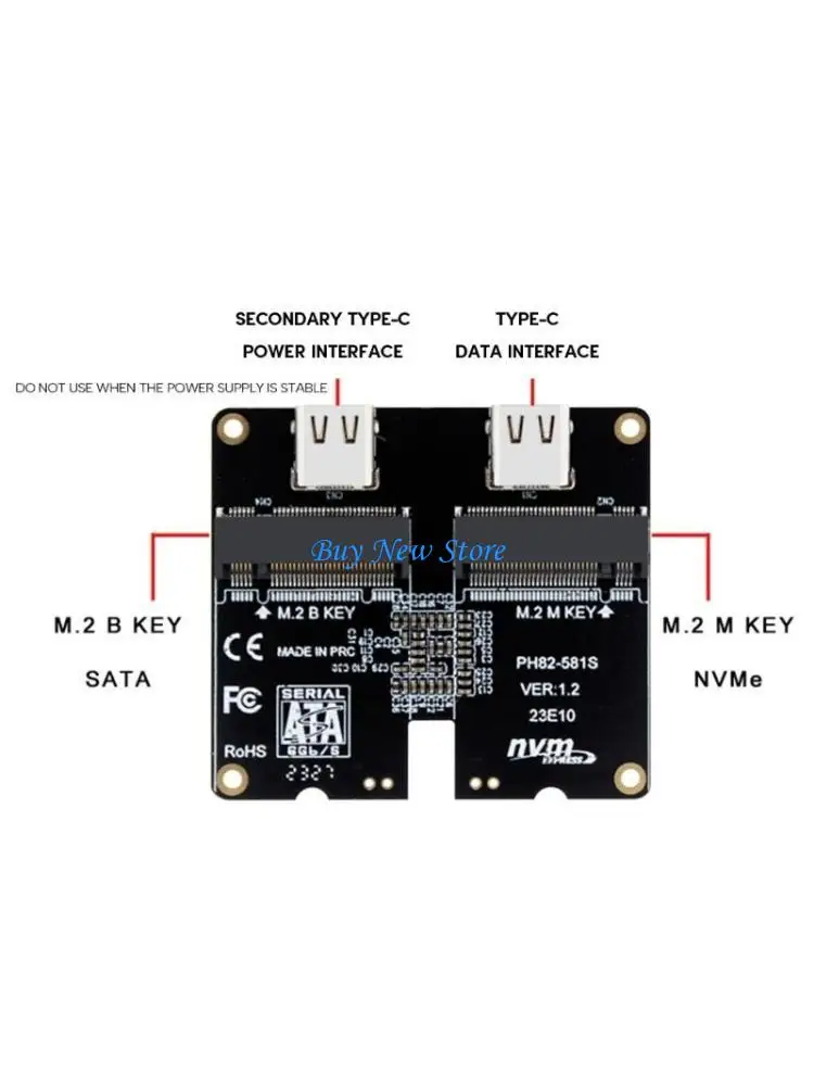 

20CE NVME SSD Adapter JMS581 Solid Drive Adapter Card Type-C USB3.1 10Gb Hard Disk Box Converter for SSD 2230 2242 2260 2280