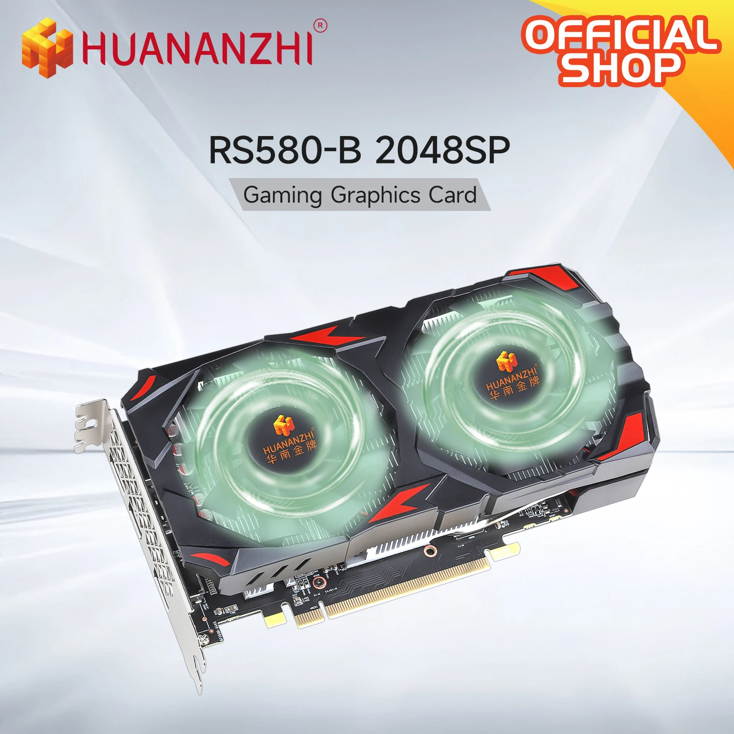 HUANANZHI RX 580 8G 2048SP بطاقات الرسومات 256Bit GDDR5 HDMI-متوافق مع DP DVI GPU RX580 8G بطاقة الفيديو