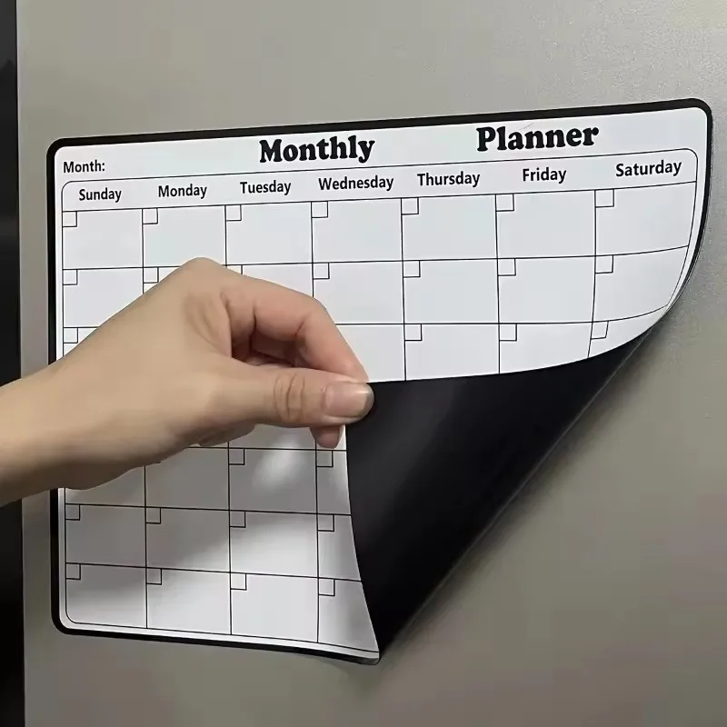 

1pc Magnetic Refrigerator Dry Erase Calendar Monthly Planner Whiteboard Record Message Board Remind Memo Pad Kitchen Decor