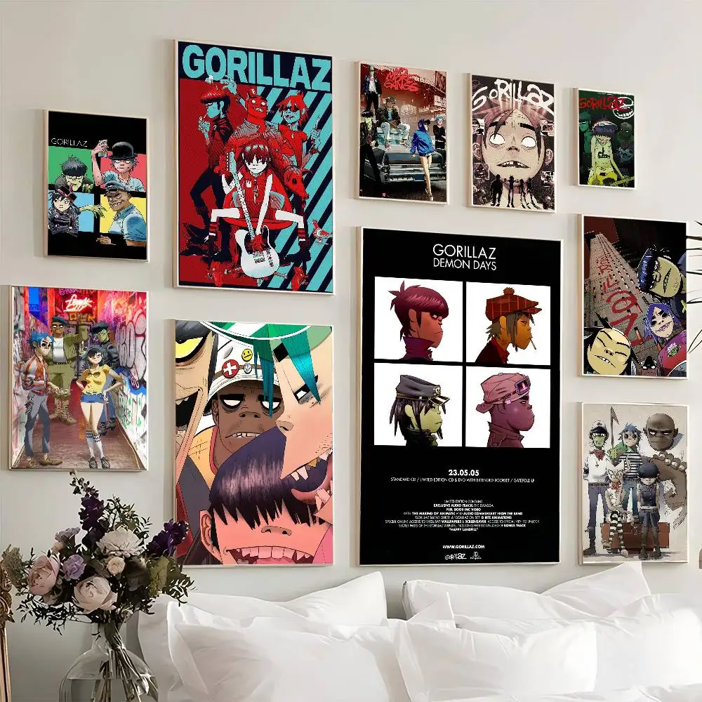 Virtual Anime Rock Band Gorillaz Vintage Posters Sticky Whit