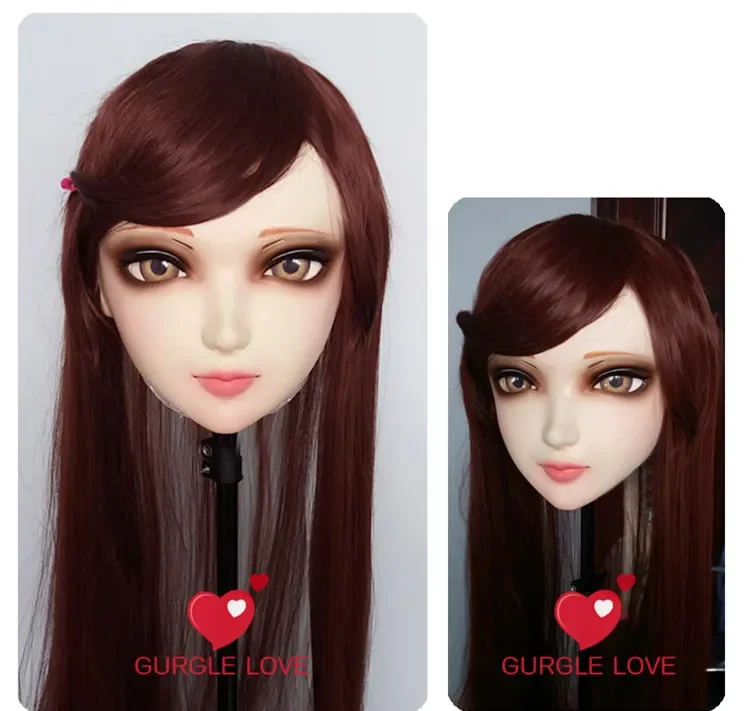 

(DM005) Женская милая девушка, смоляная половина головы, маска кигуруми BJD, косплей, японское аниме, роль Лолиты, реалистичная настоящая маска, кукла-кроссдресс