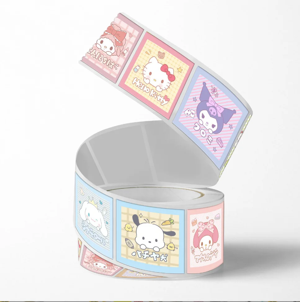 500Pcs Stellalou Sanrio Handbook Material Stickers Hellokitty Kuromi Mymelody Stickers Decorative Roll Stickers Children\'s Gifts