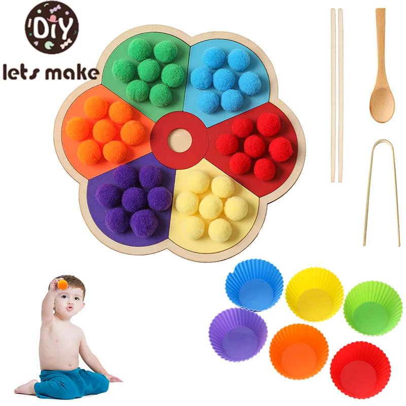 Montessori Sorting Toys Color Sorting Sensory Toys Baby Educational Hexagon Box Counting Puzzle Kids Gifts Wooden for Children