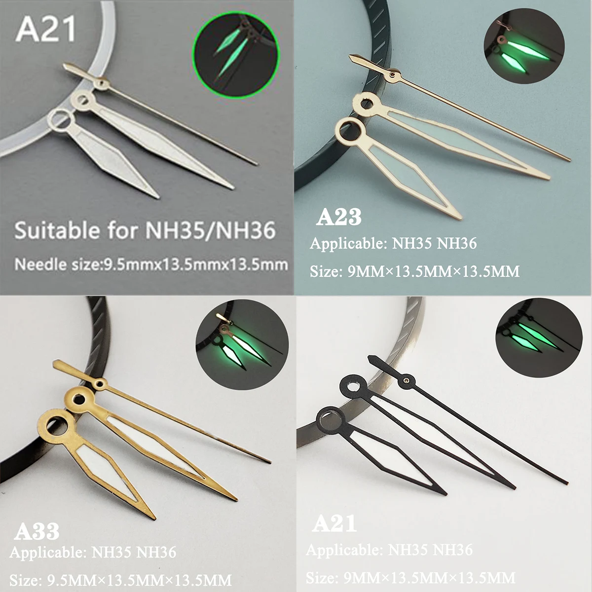 Puntatore manuale NH35 Puntatore manuale NH36 ago argento verde luminoso accessori per orologi adatti per movimento nh36 di seconda mano nh35