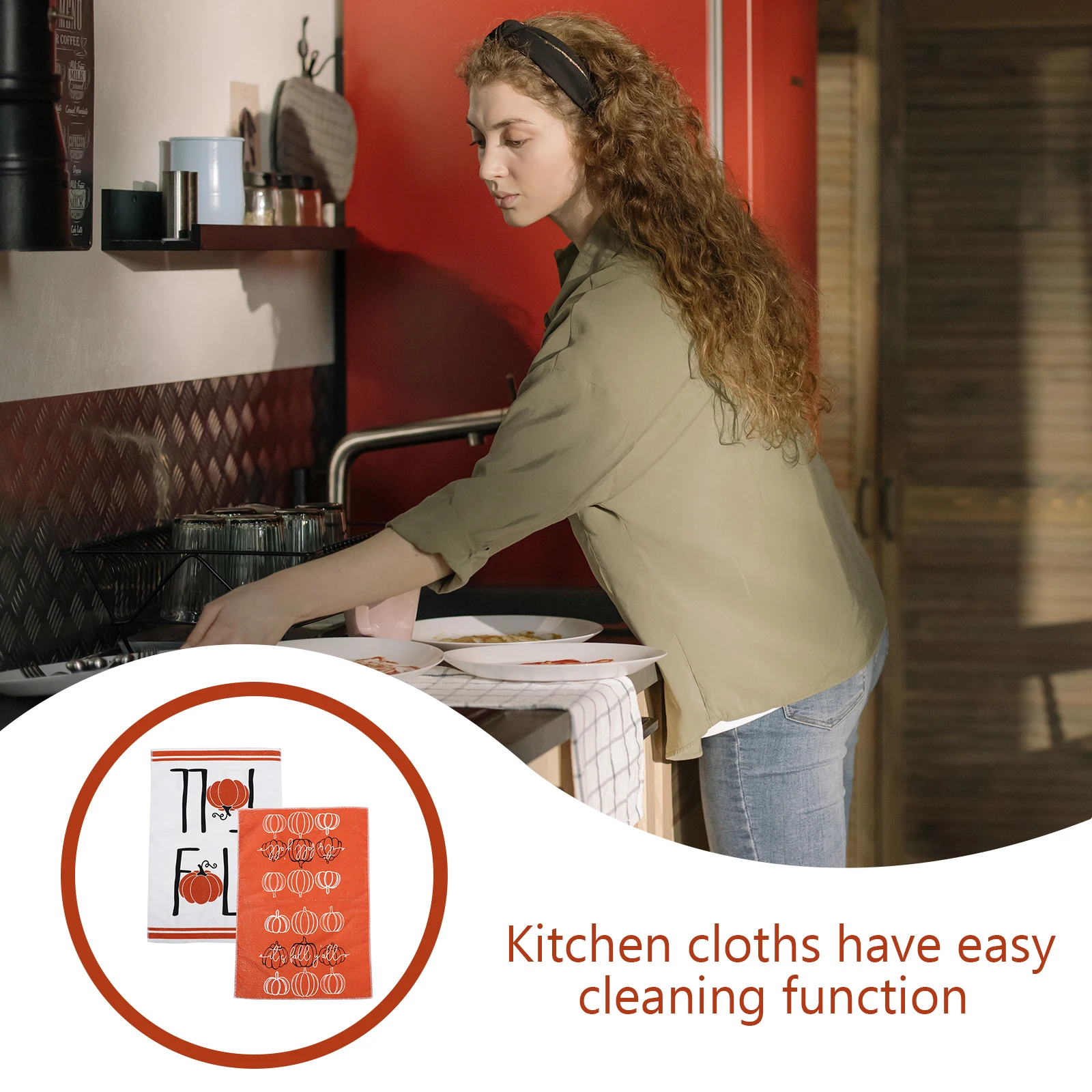 

2Pcs Autumn Pumpkin Kitchen Dish Towels Absorbent Microfiber Cleaning Cloths Multipurpose Dishcloths Lightweight Reusable Wiping