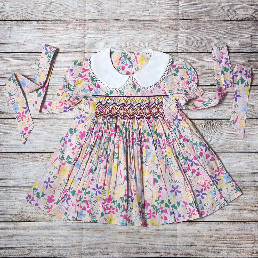 

Newborn Boutique Blouse New Style Handmade Dress Children Girls Short Sleeve Children One Piece Clothes Princess Dress For Girls