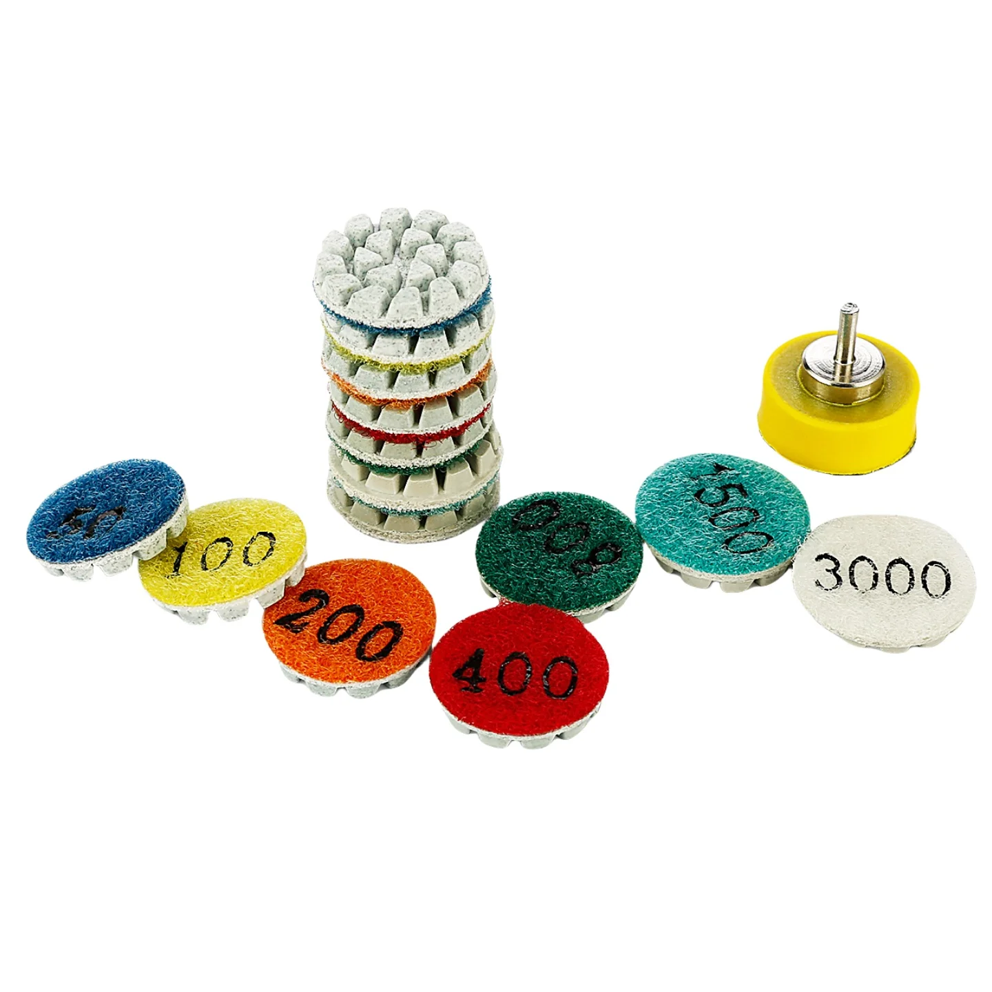 7 Stück 1 Zoll 25mm Mini-Polierpads Marmor Granit Jade Schleifscheibe Flexible Schleif- und Polierscheibe mit Unterlage – Detail 13