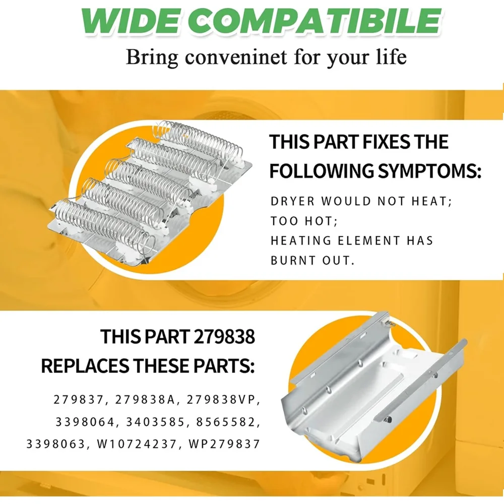 279838 Dryer Heating Element For Parts 3392519 3977393 Thermal Fuse & 3387134 3977767 Dryer Thermostat AP309425