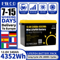 GokWh EU Stock LiFePo4 Battery 12V 340Ah with 4S 200A BMS Bluetooth 8000Cycle Lithium Iron Phosphate Battery For Camping RV BOAT