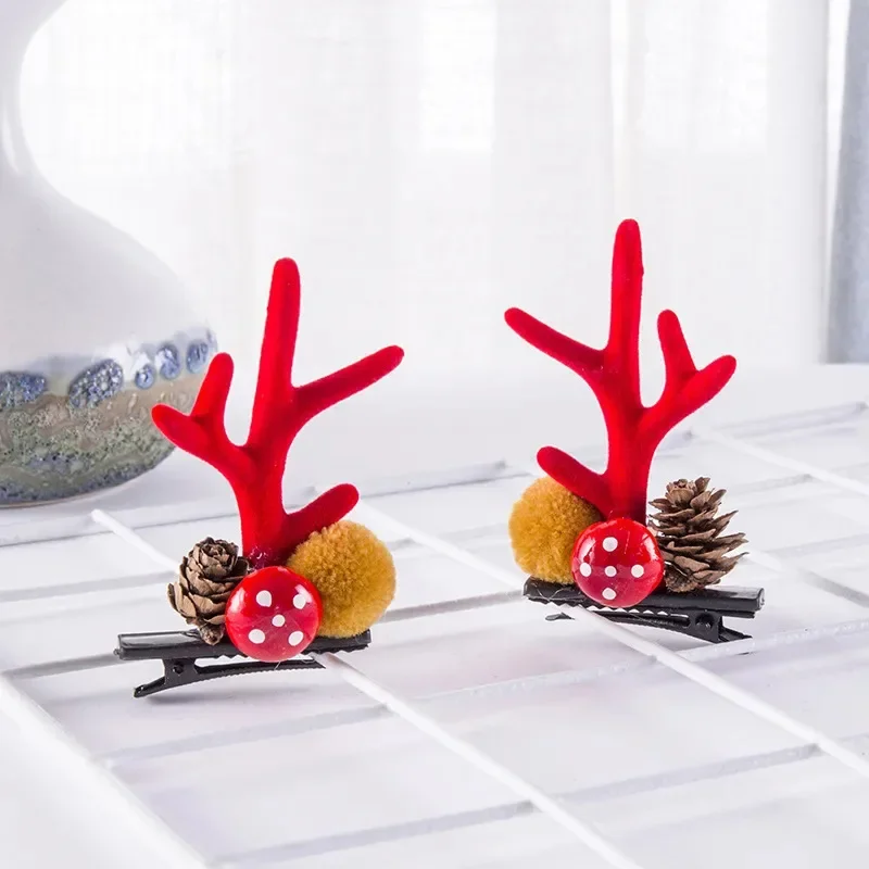 2Pcs/set Cute Christmas Antlers Baby Hairpins Kids Girls Hair Clips Hair Accessories Child Girl Toddler Hairpin Infant Headband