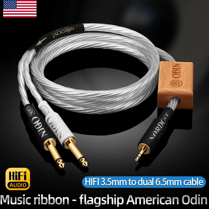 

ATAUDIO Hifi 3.5mm to Dual 6.5mm Cable Hi-end Pure Silver Stereo 3.5 Jack to Mono 6.5 Jack Audio Cable for Mixer Amplifier