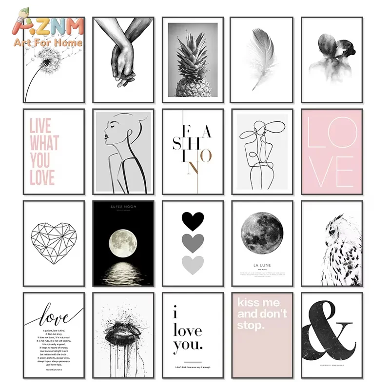 Minimalist Pink Aesthetic Room Decor Modern Wall Art Canvas Posters and Prints Wall Paintings Girl Bedroom Decoration Room Decor